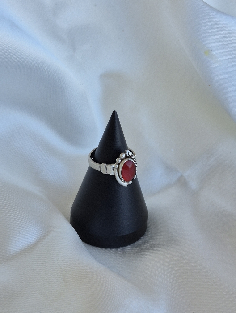 Sterling Silver Carnelian Stone Oval Ring - Pinky Finger Sz 3 3/4 - Picture 2 of 5
